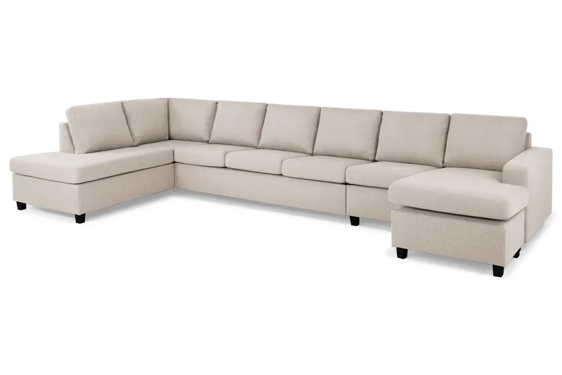 Crazy 6-personers Venstrevendt U-formet XX-Large Sofa med Divan og Chaiselong i Stof - Beige - Møbler - Sofaer - U Sofa