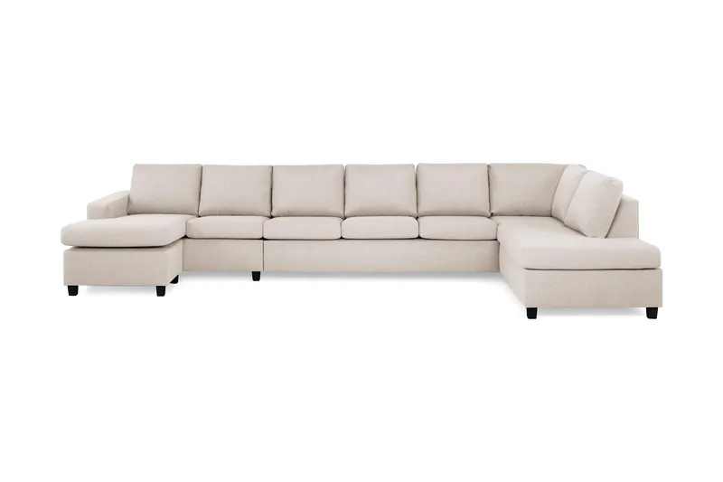 Crazy 6-personers Højrevendt U-formet XX-Large Sofa med Chaiselong i Stof, Beige