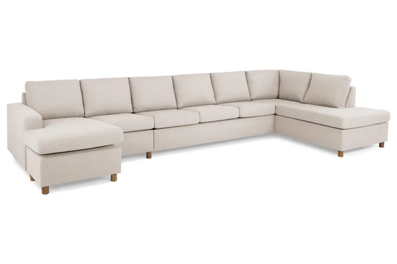 Crazy 6-personers Højrevendt U-formet XX-Large Sofa med Chaiselong i Stof - Beige - Møbler - Sofaer - U Sofa