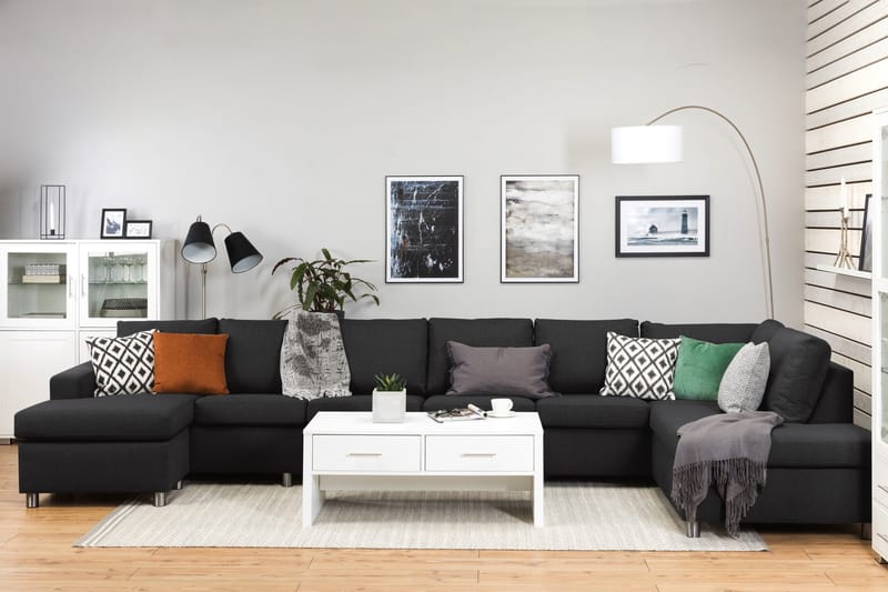 Crazy 6-personers Højrevendt U-formet XX-Large Sofa med Chaiselong i Stof - Antracit - Møbler - Sofaer - U Sofa