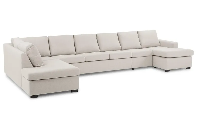 Crazy 6-personers Venstrevendt U-formet XX-Large Sofa med Divan og Chaiselong i Stof - Beige - Møbler - Sofaer - U Sofa