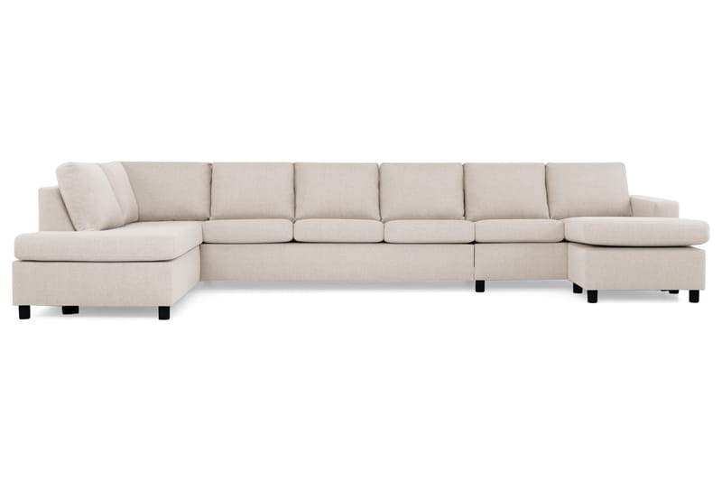 Crazy 6-personers Venstrevendt U-formet XX-Large Sofa med Divan og Chaiselong i Stof - Beige - Møbler - Sofaer - U Sofa