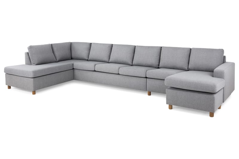 Crazy 6-personers Venstrevendt U-formet XX-Large Sofa med Divan og Chaiselong i Stof - Grå - Møbler - Sofaer - U Sofa