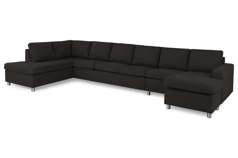 Crazy 6-personers Venstrevendt U-formet XX-Large Sofa med Divan og Chaiselong i Stof - Antracit - Møbler - Sofaer - U Sofa