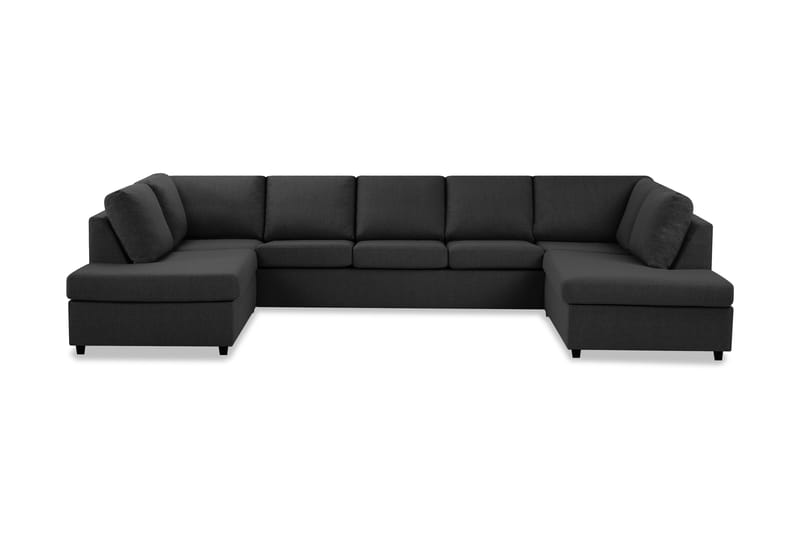 Crazy U-sofa med chaiselong - Antracitgrå Koniske Sorte ben - U Sofa
