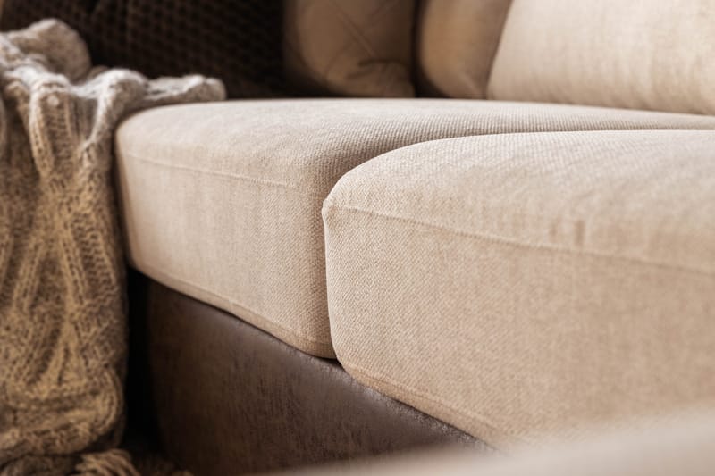 Cuba 5-personers Venstrevendt U-formet Sofa med Divan og Chaiselong i Kunstlæder/Stof - Brun / Beige - Møbler - Sofaer - U Sofa