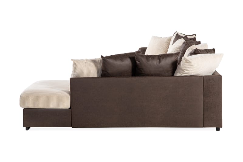 Cuba 5-personers Højrevendt U-formet Sofa med Divan og Chaiselong i Manchester/Kunstlæder inkl. Kuvertpuder - Brun / Beige - Møbler - Sofaer - U Sofa