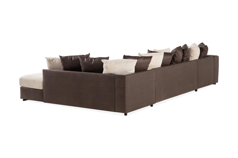 Cuba 5-personers Højrevendt U-formet Sofa med Divan og Chaiselong i Manchester/Kunstlæder inkl. Kuvertpuder - Brun / Beige - Møbler - Sofaer - U Sofa