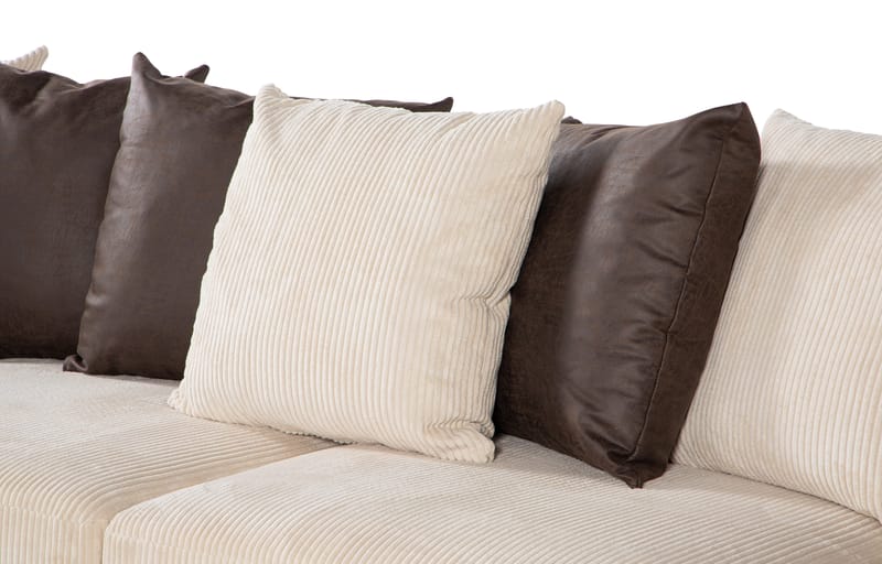Cuba 5-personers Højrevendt U-formet Sofa med Divan og Chaiselong i Manchester/Kunstlæder inkl. Kuvertpuder - Brun / Beige - Møbler - Sofaer - U Sofa