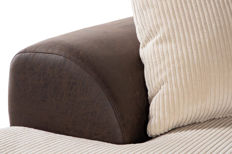 Cuba 5-personers Højrevendt U-formet Sofa med Divan og Chaiselong i Manchester/Kunstlæder inkl. Kuvertpuder - Brun / Beige - Møbler - Sofaer - U Sofa