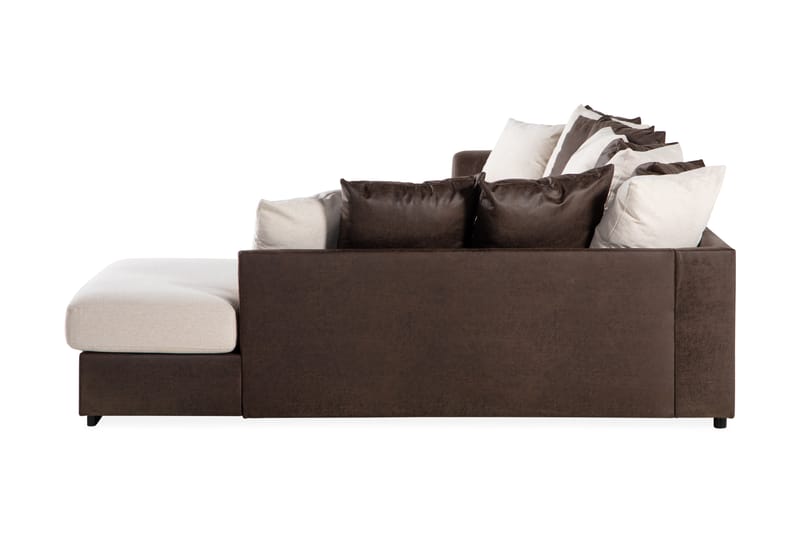 Cuba 5-personers Højrevendt U-formet Sofa med Divan og Chaiselong i Kunstlæder/Stof inkl. Kuvertpuder - Brun / Beige - Møbler - Sofaer - U Sofa