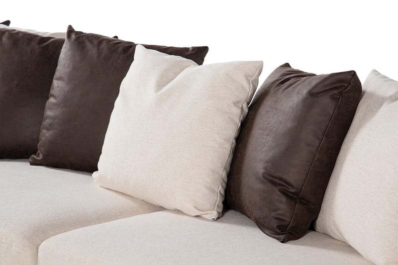 Cuba 5-personers Højrevendt U-formet Sofa med Divan og Chaiselong i Kunstlæder/Stof inkl. Kuvertpuder - Brun / Beige - Møbler - Sofaer - U Sofa