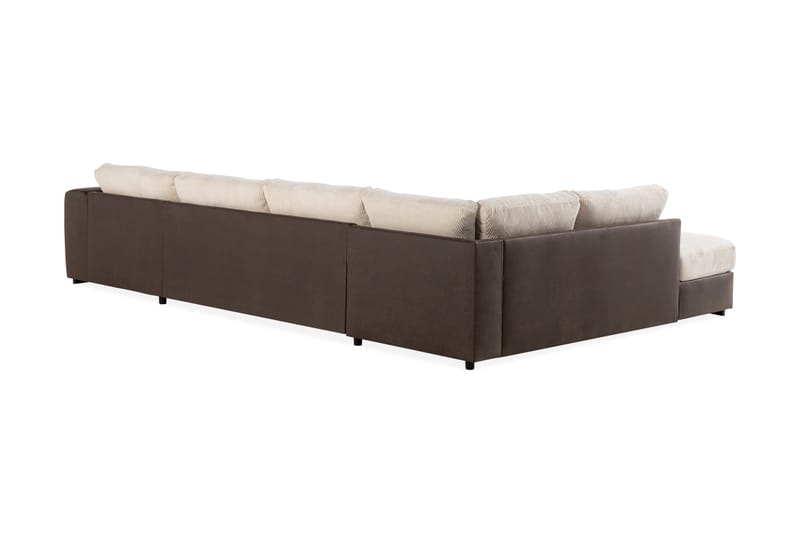 Cuba 5-personers Venstrevendt U-formet Sofa med Divan og Chaiselong i Manchester/Kunstlæder - Brun / Beige - Møbler - Sofaer - U Sofa