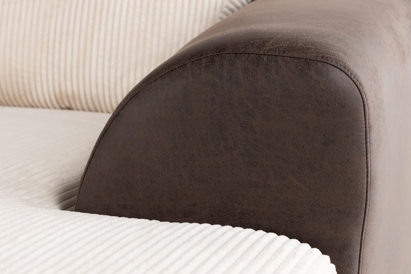 Cuba 5-personers Venstrevendt U-formet Sofa med Divan og Chaiselong i Manchester/Kunstlæder - Brun / Beige - Møbler - Sofaer - U Sofa