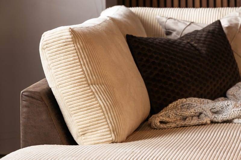 Cuba 5-personers Venstrevendt U-formet Sofa med Divan og Chaiselong i Manchester/Kunstlæder - Brun / Beige - Møbler - Sofaer - U Sofa