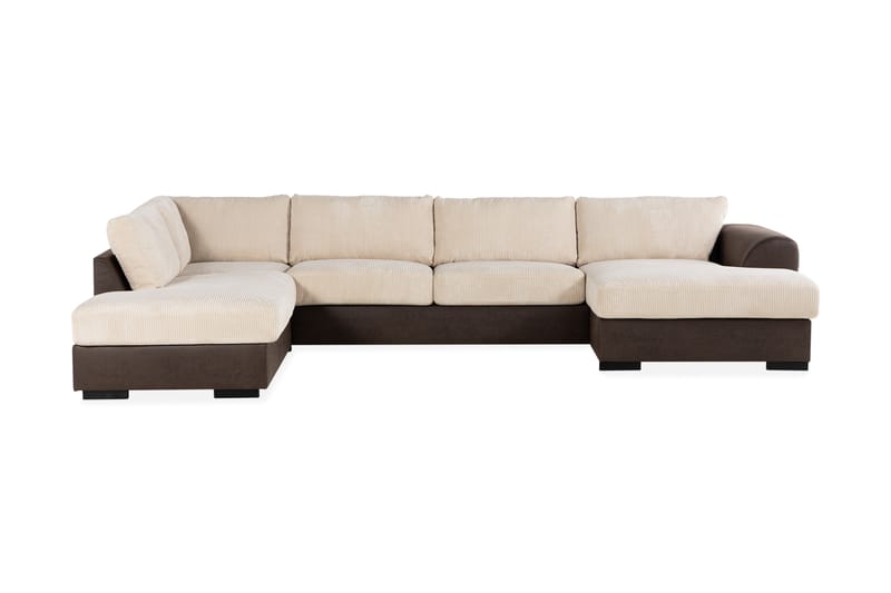 Cuba 5-personers Venstrevendt U-formet Sofa med Divan og Chaiselong i Manchester/Kunstlæder - Brun / Beige - Møbler - Sofaer - U Sofa