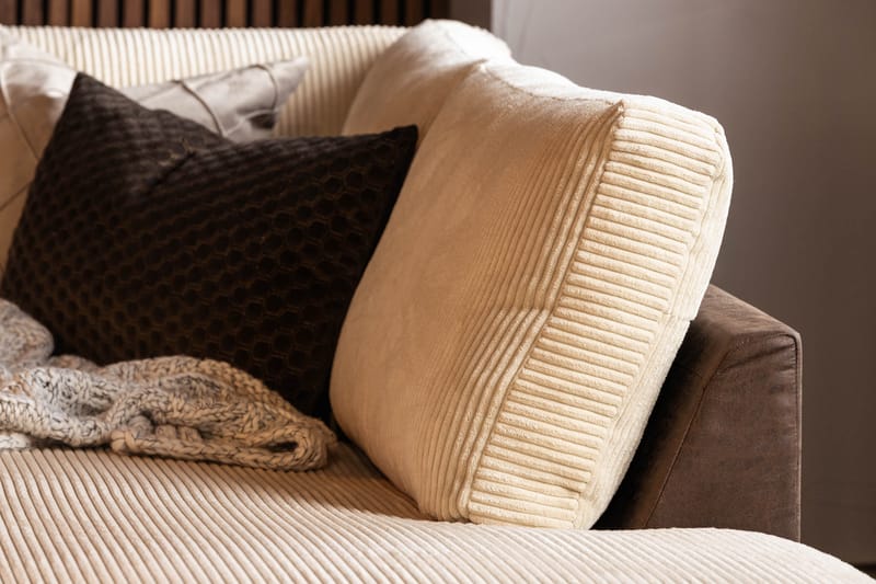 Cuba 5-personers Højrevendt U-formet Sofa med Divan og Chaiselong i Manchester/Kunstlæder - Brun / Beige - Møbler - Sofaer - U Sofa