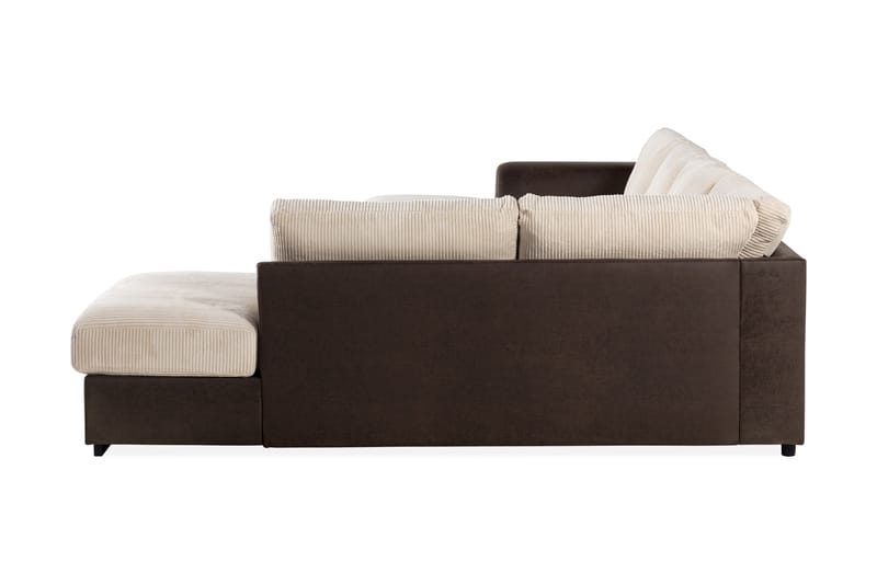 Cuba 5-personers Højrevendt U-formet Sofa med Divan og Chaiselong i Manchester/Kunstlæder - Brun / Beige - Møbler - Sofaer - U Sofa