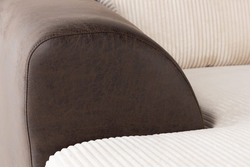 Cuba 5-personers Højrevendt U-formet Sofa med Divan og Chaiselong i Manchester/Kunstlæder - Brun / Beige - Møbler - Sofaer - U Sofa