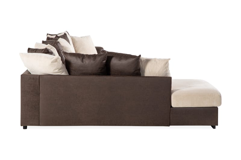 Cuba 5-personers Venstrevendt U-formet Sofa med Divan og Chaiselong i Manchester/Kunstlæder inkl. Kuvertpuder - Brun / Beige - Møbler - Sofaer - U Sofa