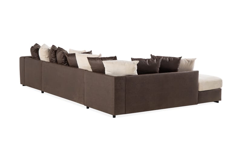 Cuba 5-personers Venstrevendt U-formet Sofa med Divan og Chaiselong i Manchester/Kunstlæder inkl. Kuvertpuder - Brun / Beige - Møbler - Sofaer - U Sofa