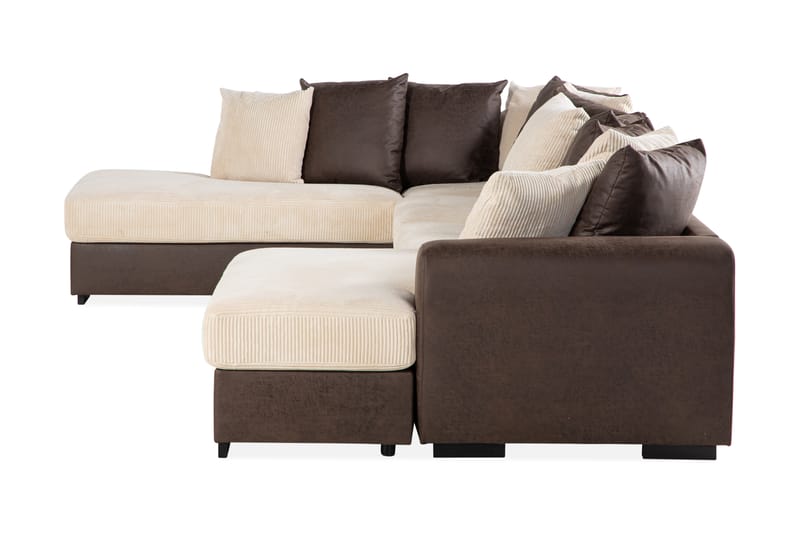 Cuba 5-personers Venstrevendt U-formet Sofa med Divan og Chaiselong i Manchester/Kunstlæder inkl. Kuvertpuder - Brun / Beige - Møbler - Sofaer - U Sofa