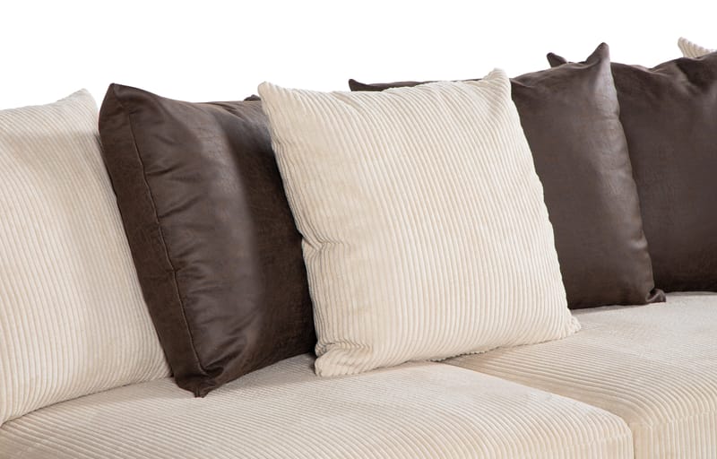 Cuba 5-personers Venstrevendt U-formet Sofa med Divan og Chaiselong i Manchester/Kunstlæder inkl. Kuvertpuder - Brun / Beige - Møbler - Sofaer - U Sofa