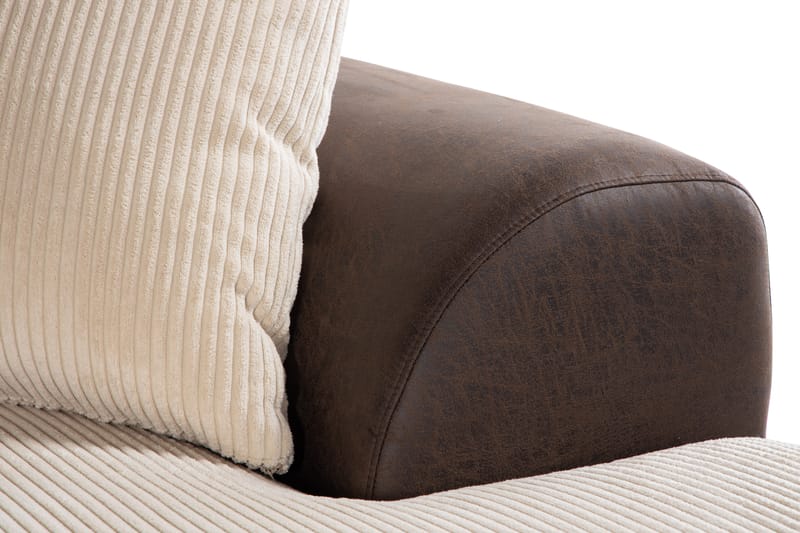 Cuba 5-personers Venstrevendt U-formet Sofa med Divan og Chaiselong i Manchester/Kunstlæder inkl. Kuvertpuder - Brun / Beige - Møbler - Sofaer - U Sofa
