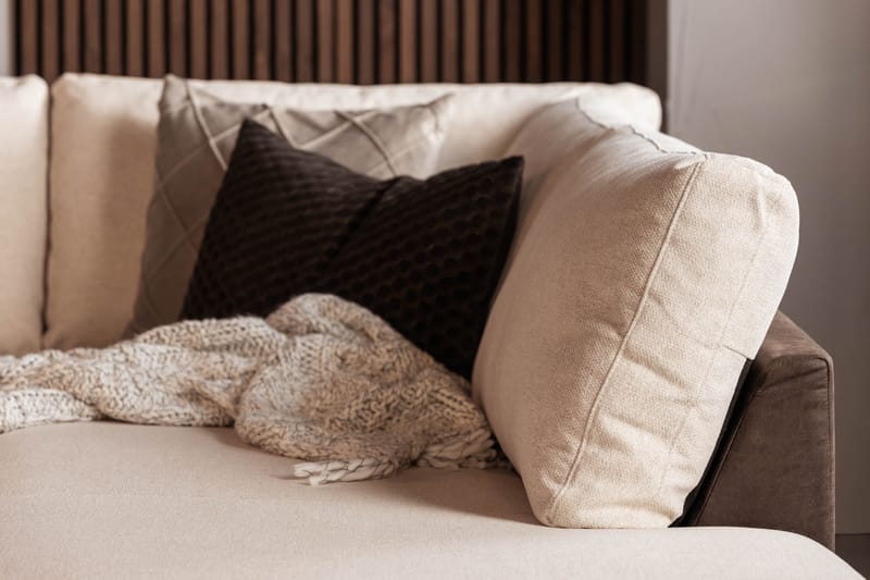 Cuba 5-personers Højrevendt U-formet Sofa med Divan og Chaiselong i Kunstlæder/Stof - Brun / Beige - Møbler - Sofaer - U Sofa