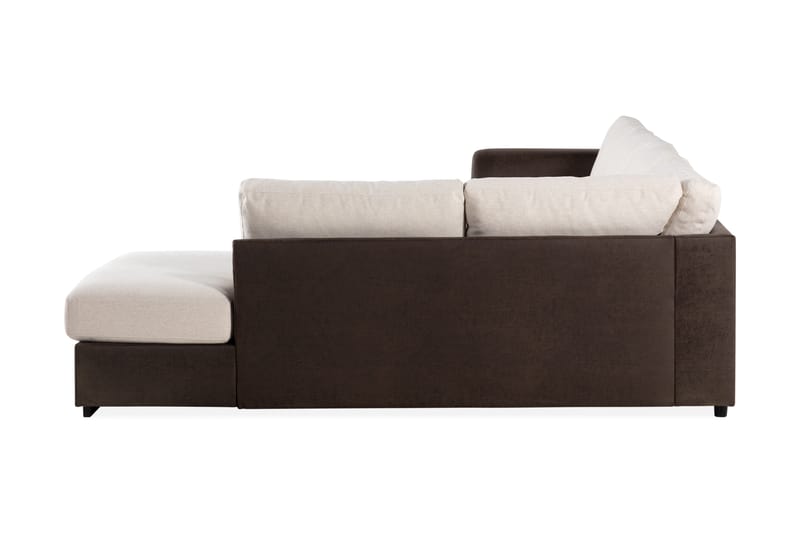 Cuba 5-personers Højrevendt U-formet Sofa med Divan og Chaiselong i Kunstlæder/Stof - Brun / Beige - Møbler - Sofaer - U Sofa