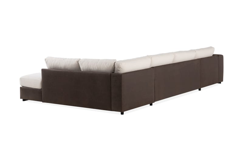 Cuba 5-personers Højrevendt U-formet Sofa med Divan og Chaiselong i Kunstlæder/Stof - Brun / Beige - Møbler - Sofaer - U Sofa