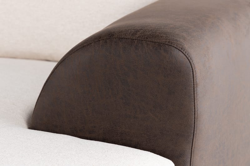 Cuba 5-personers Højrevendt U-formet Sofa med Divan og Chaiselong i Kunstlæder/Stof - Brun / Beige - Møbler - Sofaer - U Sofa