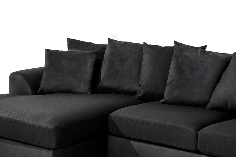 Cuba 5-personers Venstrevendt U-formet Sofa med Divan og Chaiselong i Kunstlæder/Stof inkl. Kuvertpuder - Grå / Sort - Møbler - Sofaer - U Sofa