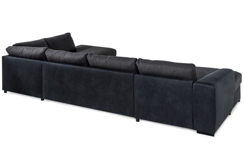 Cuba 5-personers Højrevendt U-formet Sofa med Divan og Chaiselong i Kunstlæder/Stof - Sort / Grå - Møbler - Sofaer - U Sofa