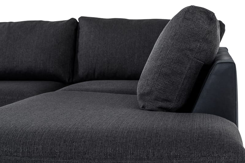Cuba 5-personers Højrevendt U-formet Sofa med Divan og Chaiselong i Kunstlæder/Stof - Sort / Grå - Møbler - Sofaer - U Sofa