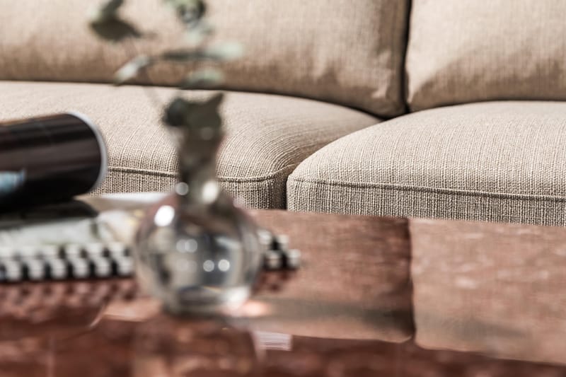 Cuba 5-personers Højrevendt U-formet Sofa med Divan og Chaiselong i Kunstlæder/Stof - Brun / Beige - Møbler - Sofaer - U Sofa