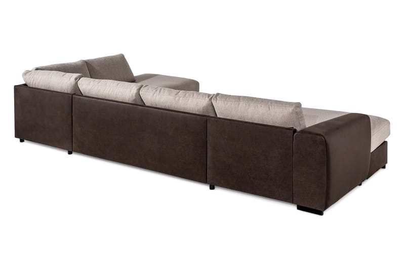 Cuba 5-personers Højrevendt U-formet Sofa med Divan og Chaiselong i Kunstlæder/Stof - Brun / Beige - Møbler - Sofaer - U Sofa