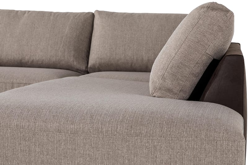 Cuba 5-personers Højrevendt U-formet Sofa med Divan og Chaiselong i Kunstlæder/Stof - Brun / Beige - Møbler - Sofaer - U Sofa
