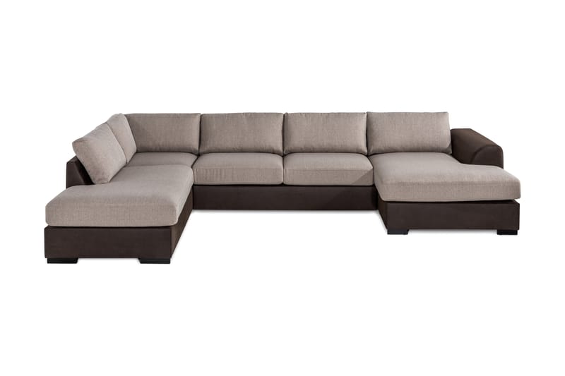 Cuba 5-personers Venstrevendt U-formet Large Sofa med Divan og Chaiselong i Kunstlæder/Stof - Brun / Beige - Møbler - Sofaer - U Sofa
