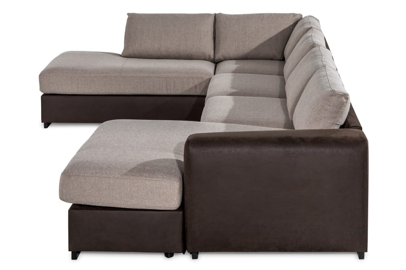 Cuba 5-personers Venstrevendt U-formet Large Sofa med Divan og Chaiselong i Kunstlæder/Stof - Brun / Beige - Møbler - Sofaer - U Sofa
