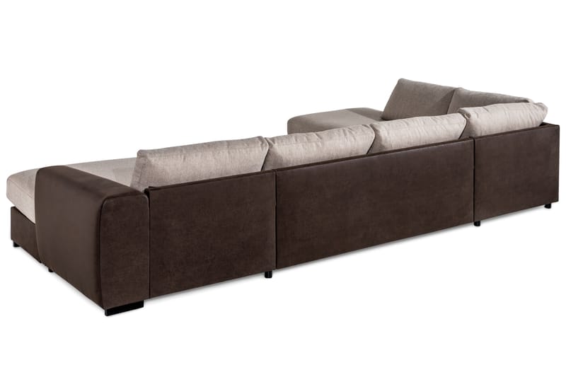 Cuba 5-personers Venstrevendt U-formet Large Sofa med Divan og Chaiselong i Kunstlæder/Stof - Brun / Beige - Møbler - Sofaer - U Sofa