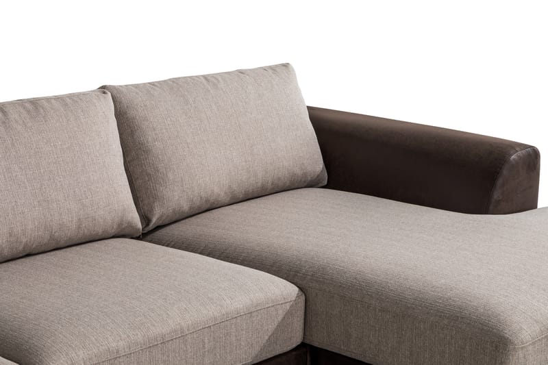 Cuba 5-personers Venstrevendt U-formet Large Sofa med Divan og Chaiselong i Kunstlæder/Stof - Brun / Beige - Møbler - Sofaer - U Sofa