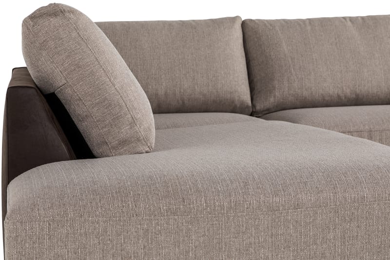 Cuba 5-personers Venstrevendt U-formet Large Sofa med Divan og Chaiselong i Kunstlæder/Stof - Brun / Beige - Møbler - Sofaer - U Sofa