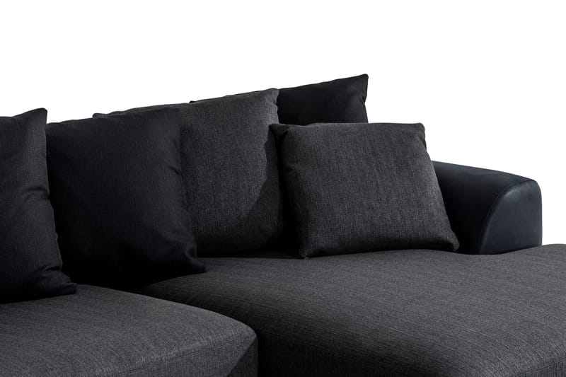 Cuba 5-personers Venstrevendt U-formet Sofa med Divan og Chaiselong i Kunstlæder/Stof inkl. Kuvertpuder - Sort / Grå - Møbler - Sofaer - U Sofa