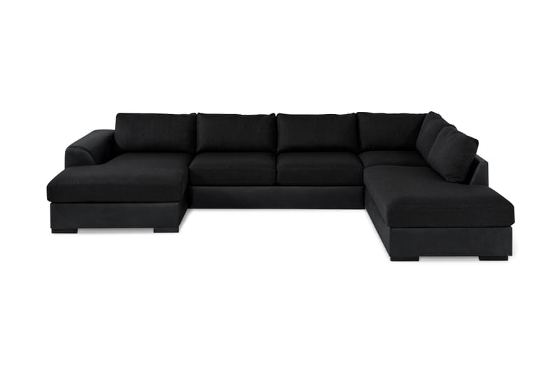 Cuba 5-personers Højrevendt U-formet Sofa med Divan og Chaiselong i Kunstlæder/Stof - Grå / Sort - Møbler - Sofaer - U Sofa