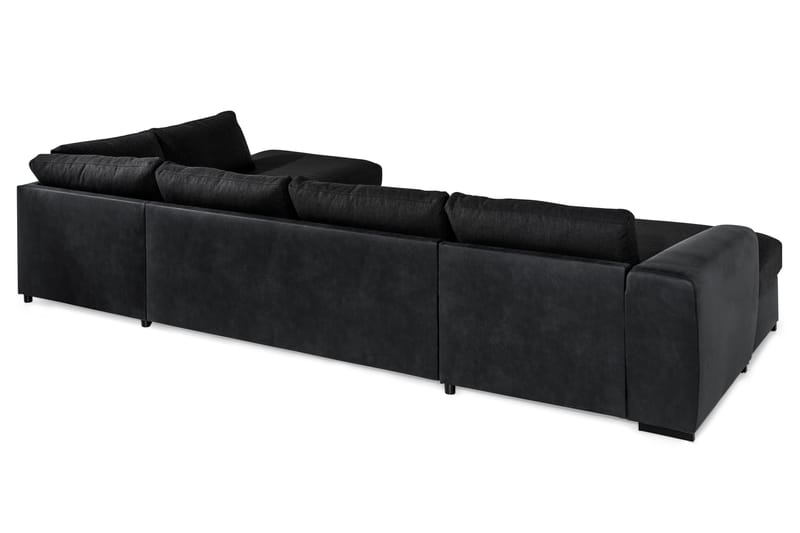 Cuba 5-personers Højrevendt U-formet Sofa med Divan og Chaiselong i Kunstlæder/Stof - Grå / Sort - Møbler - Sofaer - U Sofa