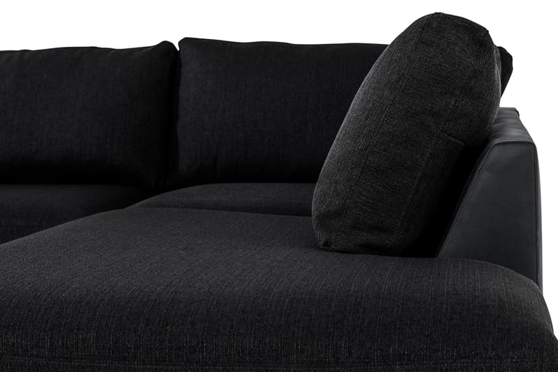 Cuba 5-personers Højrevendt U-formet Sofa med Divan og Chaiselong i Kunstlæder/Stof - Grå / Sort - Møbler - Sofaer - U Sofa