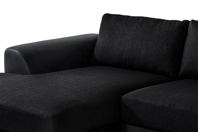 Cuba 5-personers Højrevendt U-formet Sofa med Divan og Chaiselong i Kunstlæder/Stof - Grå / Sort - Møbler - Sofaer - U Sofa