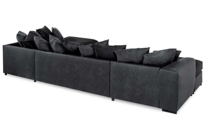 Cuba 5-personers Højrevendt U-formet Sofa med Divan og Chaiselong i Kunstlæder/Stof inkl. Kuvertpuder - Grå / Sort - Møbler - Sofaer - U Sofa