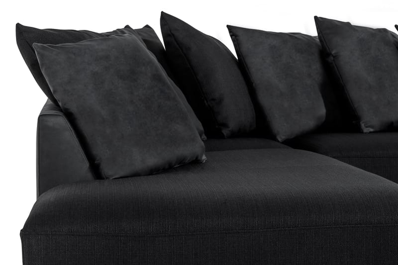 Cuba 5-personers Højrevendt U-formet Sofa med Divan og Chaiselong i Kunstlæder/Stof inkl. Kuvertpuder - Grå / Sort - Møbler - Sofaer - U Sofa
